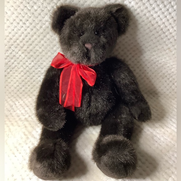 GUND Dark Brown Plush Bear 43213 Stuffed Animal w Red Bow - Picture 1 of 16